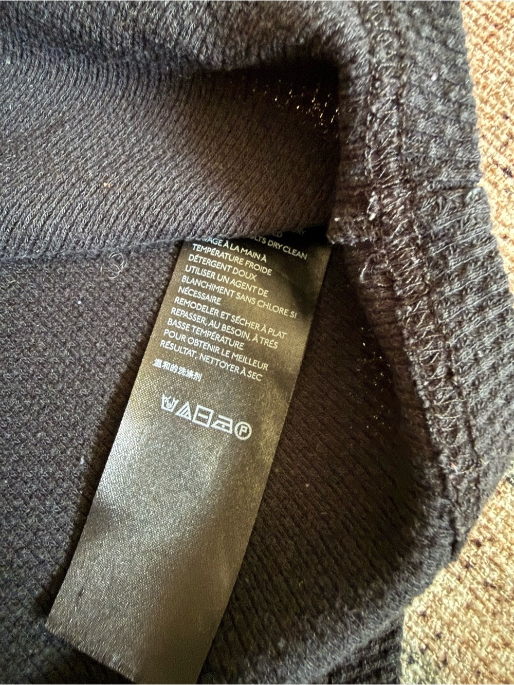 Free People Switch It Up Thermal Top S Black Waffle Hippie Crochet Warm Cozy - Picture 4 of 6